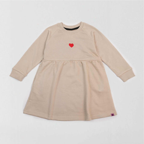 Embroidered Heart Long Sleeve Pocket Dress