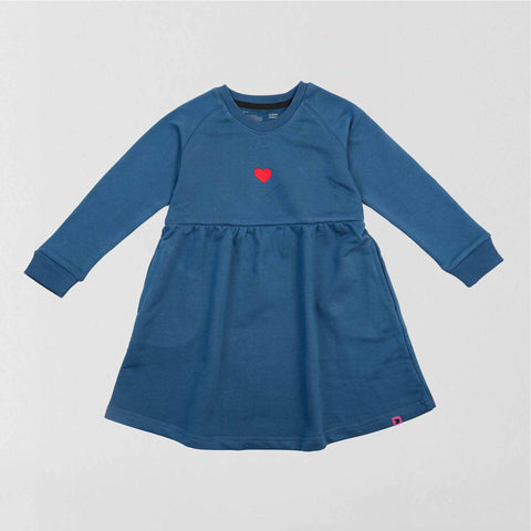 Embroidered Heart Long Sleeve Pocket Dress